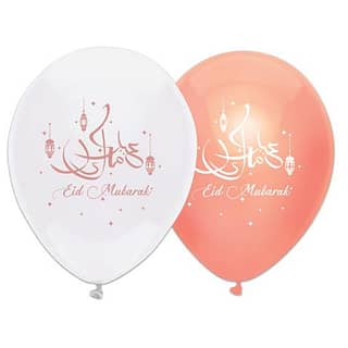 Ballonnen 'Eid Mubarak’ Wit Rose Goud - 6 stuks