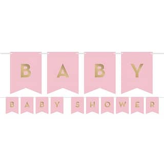 Roze slinger babyshower met gouden letters van 1.7 meter