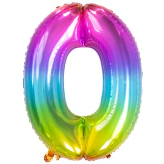 Folieballon Cijfer 0 (81 cm) - Regenboog