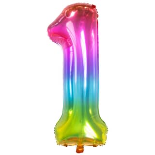 Folieballon Cijfer 1 (81 cm) - Regenboog