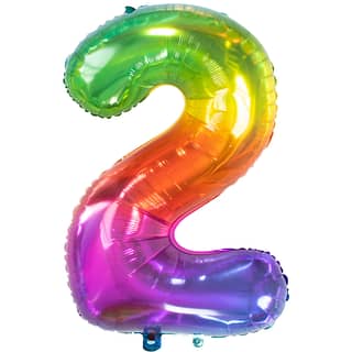 Folieballon Cijfer 2 (81 cm) - Regenboog