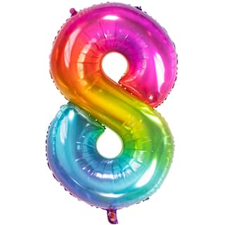 Folieballon Cijfer 8 (81 cm) - Regenboog
