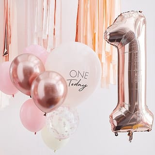 Folieballon One Today - Roze Rose Goud