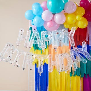 Folieballon Banner 'Happy Birthday' Confetti - Regenboog