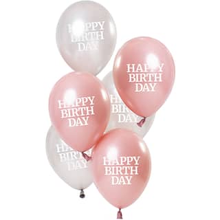 Ballonnen Set Happy Birthday Glossy Pink - 6 stuks
