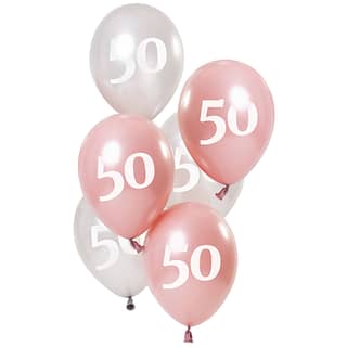 Ballonnen Set Happy Birthday Glossy Pink '50' - 6 stuks
