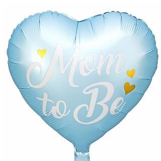 Folieballon Hart Blauw Mom to Be - 35 centimeter