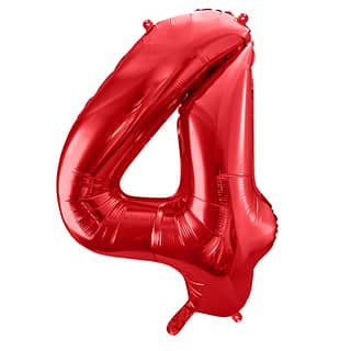 Folieballon cijfer 4 in het rood