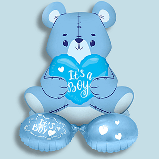Blauwe ballon in de vorm van een beer met de tekst its a boy