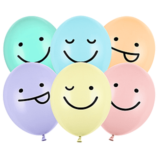 pastel ballonnen met smiley gezichtjes