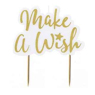 Taart Kaars 'Make a Wish' Goud
