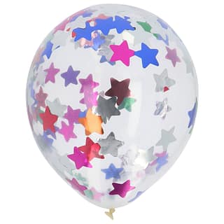 Ballon met Stervormige confetti in diverse kleuren