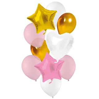 Ballonnen bundel met roze gouden en witte ballonnen