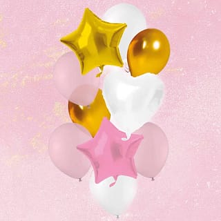 Ballonnenbundel met latex ballonnen en hartvormige en stervormige folie ballonnen