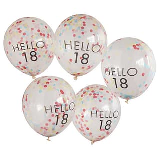 Confetti ballonen met 'Hello 18' erop