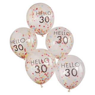 Confetti ballonen met 'Hello 30' erop