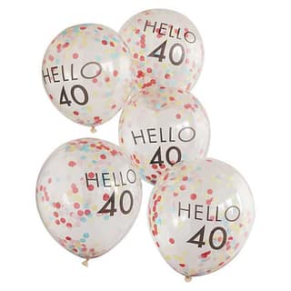 Confetti ballonen met 'Hello 40' erop