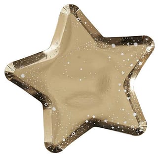 Goudkleurige bordjes in de vorm van een ster