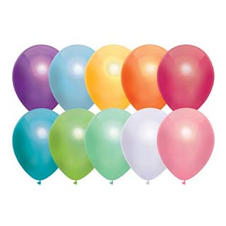 tien ballonnen met diverse kleuren