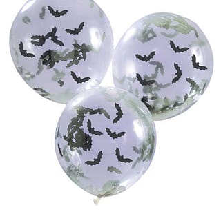 Drie transparante ballonnen met vleermuizen erin