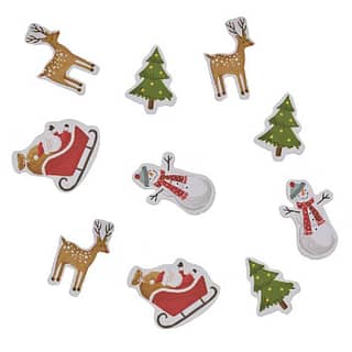 Confetti met kerstfiguren zoals sneeuwpoppen rendieren en kerstbomen
