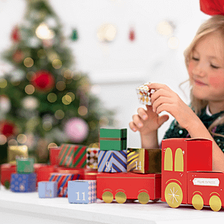 advent kalender kerst trein rood