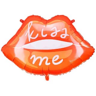 Folieballon in de vorm van lippen met de tekst 'Kiss me'