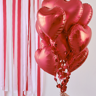 Ballonnen set rode hartjes met ballonlint met hartjes
