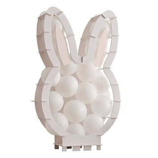 Ballonstandaard in het wit in de vorm van een konijn