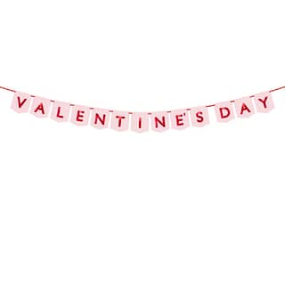 Letter banner in het roze met rood met de tekst Valentine's Day