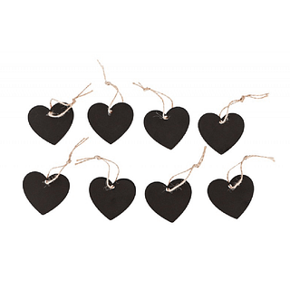 Krijtbord hartjes in het zwart aan een jute touwtje