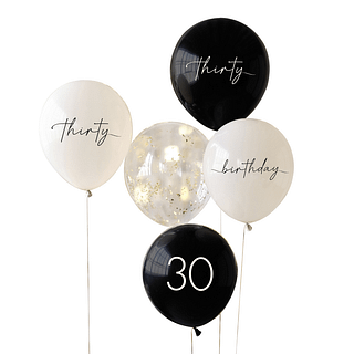 Ballonnen set voor 30 jaar in het zwart en nudekleurig