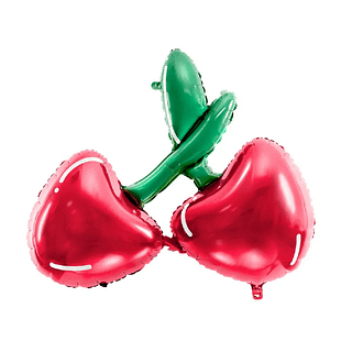 Folieballon van twee kersen aan een groen takje