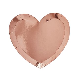 Rose gouden papieren bordje in de vorm van een hartje
