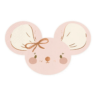 Roze servet in de vorm van een muisje