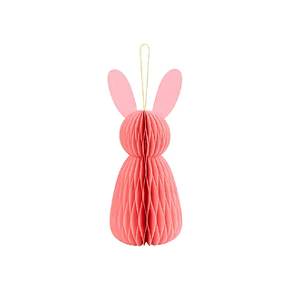 Roze honeycomb in de vorm van een konijn met konijnenoren