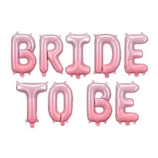 Folie ballonnen in letters met de tekst bride to be ombre roze
