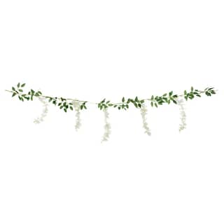 Wisteria slinger met witte bloemen en groene bladeren 1.7 meter voor tafeldecoratie
