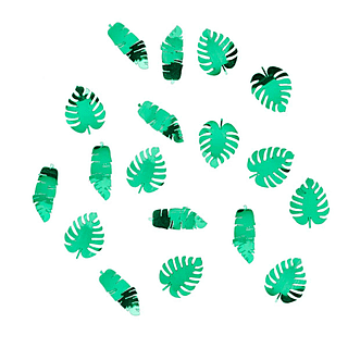 Groene, metallic confetti in de vorm van palmbladeren