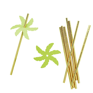 Gouden rietjes met palmbladeren