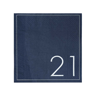 donkerblauwe servetten met het cijfer 21