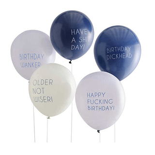blauwe ballonnen met naughty quotes