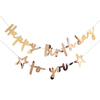 gouden letterbanner met happy birthday to you