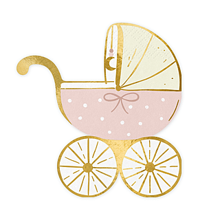 servet roze kinderwagen met gouden randen