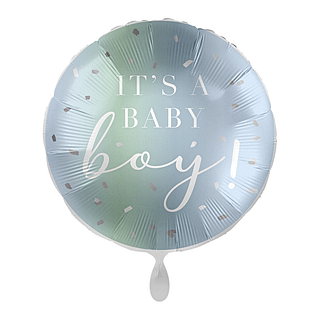 folieballon blauw ombre effect met witte tekst its a baby boy