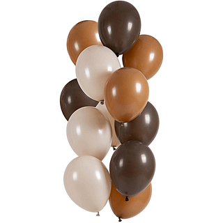 Ballonnen set in het chocoladebruin, mochabruin en creme kleur