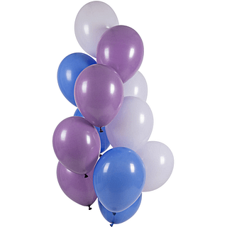 Ballonnen in het paars, blauw en wit met een paarse gloed