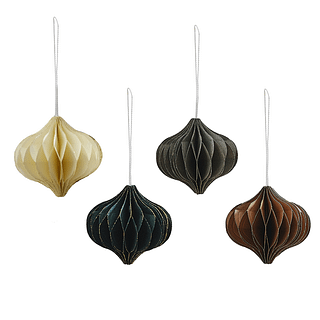 honeycomb hangers in de kleuren creme, groen, grijs en chocoladebruin