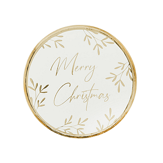 wit met goud bordje met de tekst merry christmas