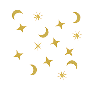 Gouden confetti in de vorm van sterren en een halve maan